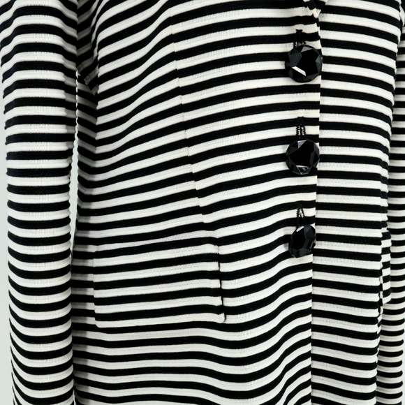 Exclusively Misook Sweater Jacket Womens Medium Black White Stretch Knit Vintage - Picture 10 of 14
